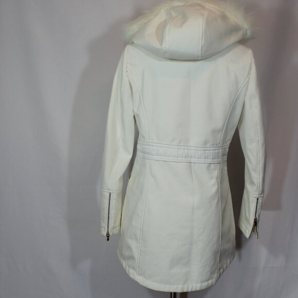 Via Spiga white  hooded fur zip ladies  light  quilted pattern coat  size small - Picture 3 of 8